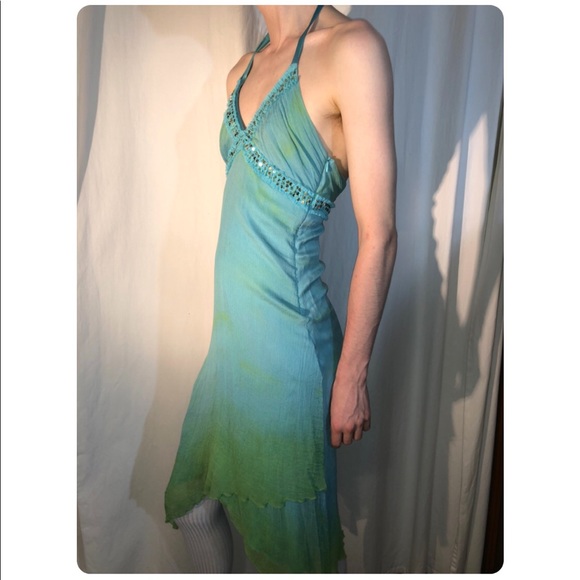 Bebe Open-Back Silk Fairy Halter Dress - Picture 3 of 8